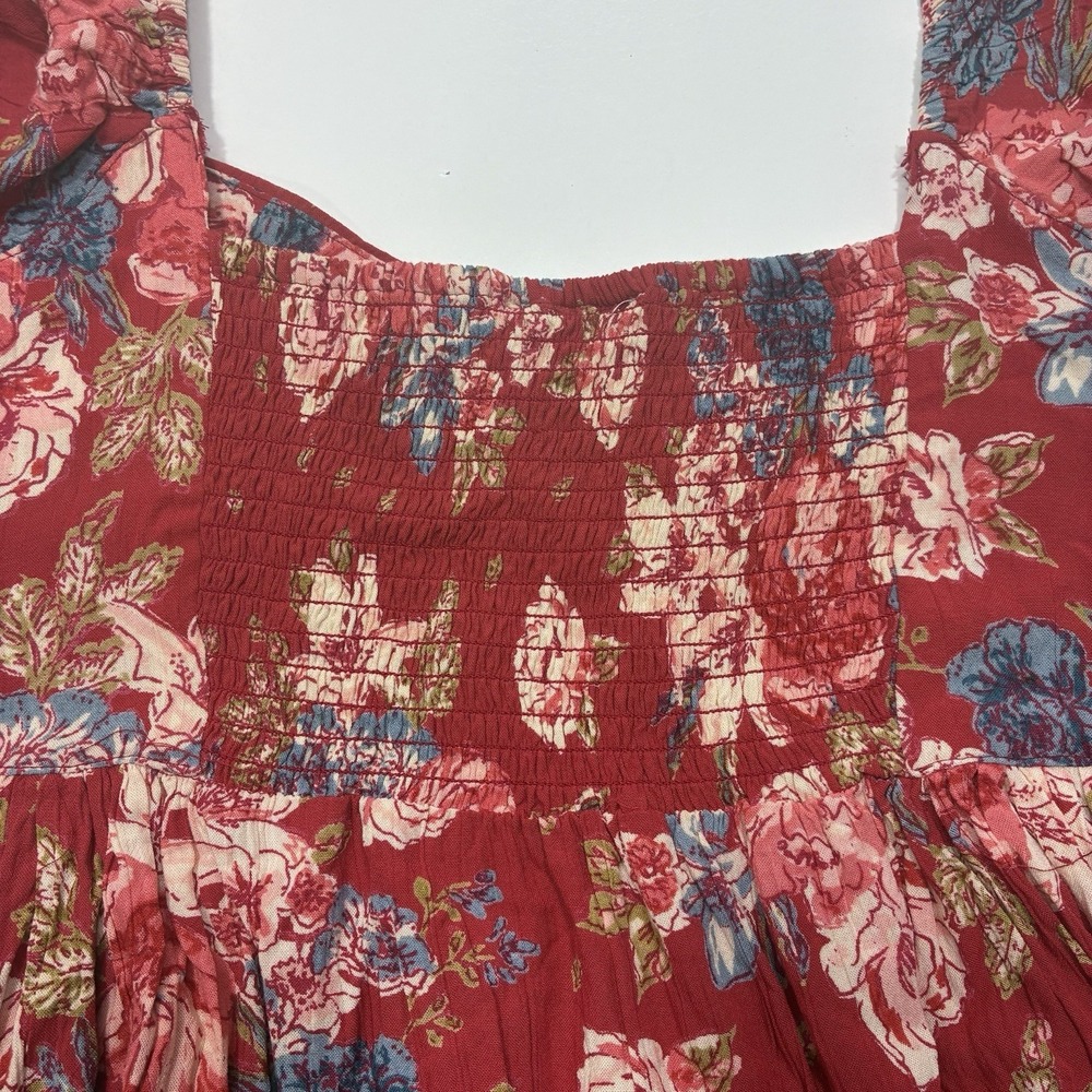Magnolia Boutique Floral Babydoll Top Womens‎ Medium Red Boho v-neck  Casual - Picture 11 of 12